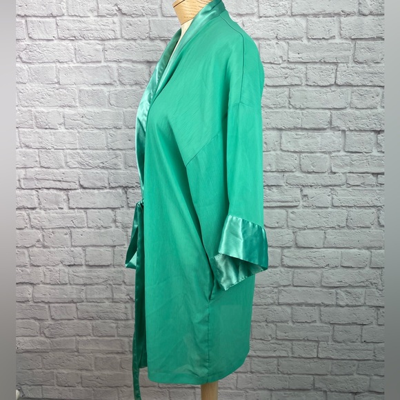Vintage Victoria Secret Teal Robe One Size - Picture 6 of 6